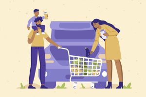 consumo familias ilustracao