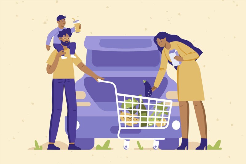 consumo familias ilustracao