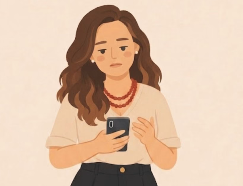 mulher celular triste